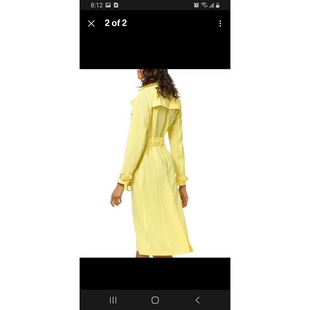 NEW $295 Michael Kors Yellow Sunshine Trench Coat Jacket LONG Spring Lightweight - Picture 4 of 9